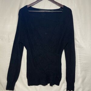 Harley-Davidson Black Wool Blend V-Neck Sweater Slim Fit Knit